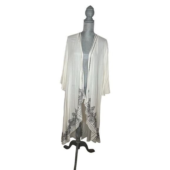 Torrid Women's Ivory Sequin Kimono Flowy Cover Up Size 00/0 equivalent to a M/L - Picture 2 of 10